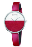 Calvin Klein Rise Yellow Red Dial Red Leather Strap Watch for Women - K7A231UP Buy Now By Calvin Klein