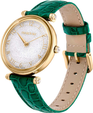 Swarovski Crystalline Wonder Silver Dial Green Leather Strap Watch for Women - 5656893 Buy Now By Swarovski