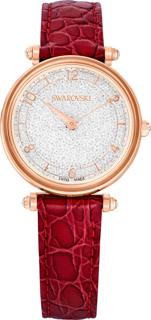 Swarovski Crystalline Wonder Silver Dial Red Leather Strap Watch for Women - 5656905 Buy Now By Swarovski