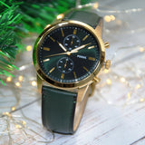 Fossil Townsman Chronograph Green Dial Green Leather Strap Watch for Men - FS5599 Buy Now By Fossil