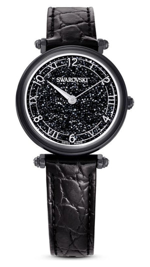 Swarovski Crystalline Wonder Black Dial Black Leather Strap Watch for Women - 5664311 Buy Now By Swarovski