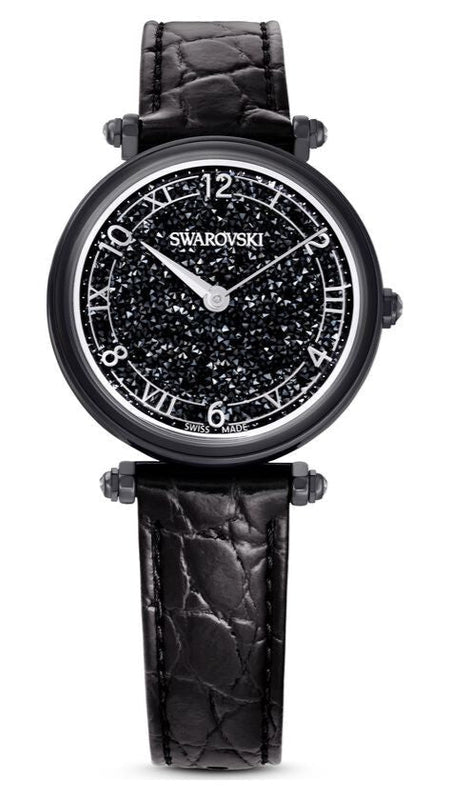 Swarovski Crystalline Wonder Black Dial Black Leather Strap Watch for Women - 5664311 Buy Now By Swarovski