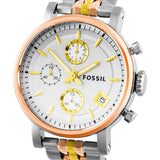 Fossil Boyfriend Chronograph White Dial Two Tone Steel Strap Watch for Women - ES3840 Buy Now By Fossil
