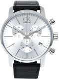 Calvin Klein City Chronograph Silver Dial Black Leather Strap Watch for Men - K2G271C6 Buy Now By Calvin Klein