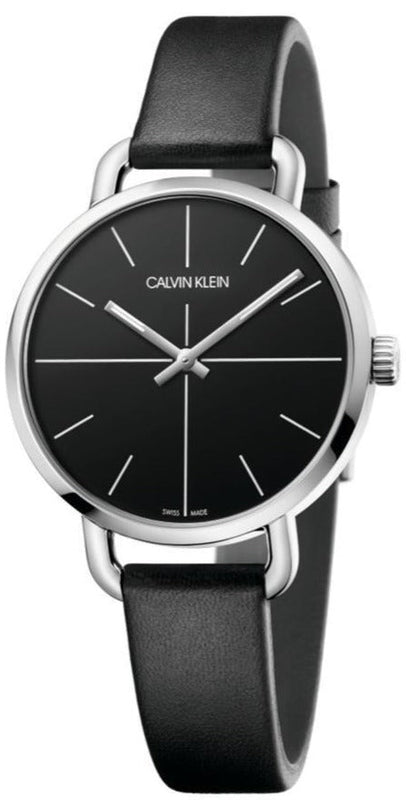 Calvin Klein Even Black Dial Black Leather Strap Watch for Women - K7B231CZ Buy Now By Calvin Klein