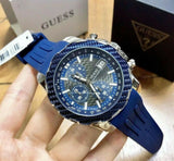 Guess Octane Chronograph Black Dial Blue Rubber Strap Watch For Men - W1047G2 Buy Now By Guess