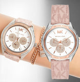 Michael Kors Multifunction Silver Dial Pink Leather Strap Watch For Women - MK7206 Buy Now By Michael Kors