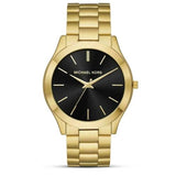 Michael Kors Slim Runway Quartz Black Dial Gold Steel Strap Watch For Men - MK8621 Buy Now By Michael Kors