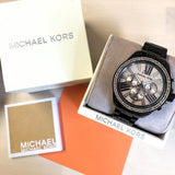 Michael Kors Wren Chronograph Gold Diamonds Dial Black Steel Strap Watch for Women - MK5879 Buy Now By Michael Kors