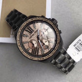 Michael Kors Wren Chronograph Gold Diamonds Dial Black Steel Strap Watch for Women - MK5879 Buy Now By Michael Kors
