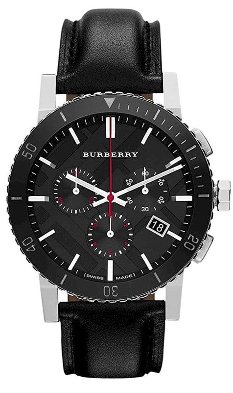 Burberry The City Black Dial Black Leather Strap Watch for Men - BU9382 Buy Now By Burberry