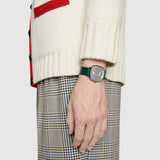 Gucci Grip Quartz Silver Dial Green Leather Strap Unisex Watch - YA157406 Buy Now By Gucci