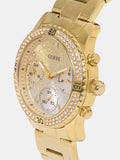 Guess Confetti Diamonds Silver Dial Gold Steel Strap Watch for Women - W0774L5 Buy Now By Guess