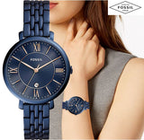 Fossil Jacqueline Blue Dial Blue Steel Strap Watch for Women - ES4094 Buy Now By Fossil