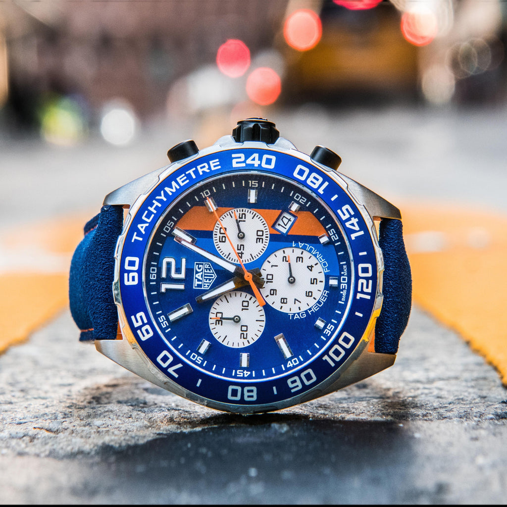 Tag Heuer Formula 1 Gulf Edition Blue Dial Blue Leather Strap Watch for Men - CAZ101N.FC8243 Buy Now By Tag Heuer