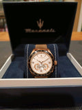 Maserati Traguardo 45mm Chronograph Rose Gold Mesh Strap White Dial Watch For Men - R8873612011 Buy Now By Maserati