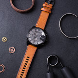 Diesel Mega Chief Chronograph Grey Dial Brown Leather Strap Watch For Men - DZ4463 Buy Now By Diesel