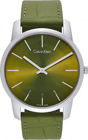 Calvin Klein City Green Dial Green Leather Strap Watch for Men - K2G211WL Buy Now By Calvin Klein