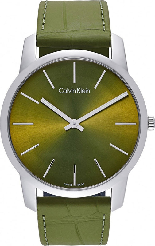 Calvin Klein City Green Dial Green Leather Strap Watch for Men - K2G211WL Buy Now By Calvin Klein