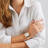 Guess Bedazzle Diamonds Silver Dial Rose Gold Steel Strap Watch For Women - W1097L3 Buy Now By Guess