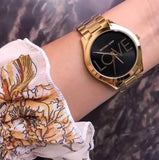 Michael Kors Slim Runway Black Dial Gold Steel Strap Watch for Women - MK3803 Buy Now By Michael Kors