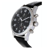 Hugo Boss Aeroliner Chronograph Black Dial Black Leather Strap Watch For Men - 1512448 Buy Now By Hugo Boss