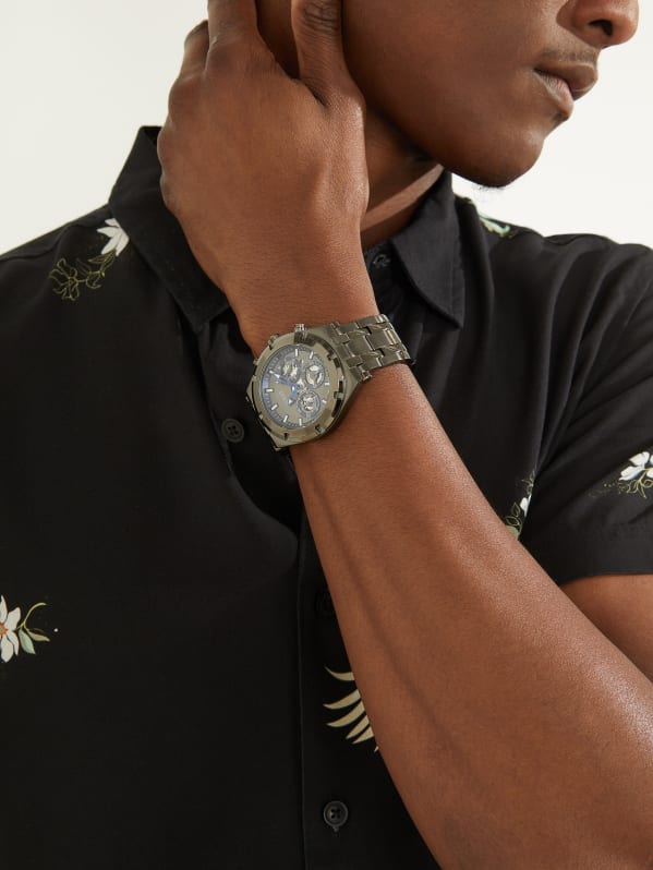 Guess Continental Grey Dial Grey Steel Strap Watch for Men - GW0260G3 Buy Now By Guess