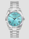 Guess Connoisseur Turquoise Dial Silver Steel Strap Watch for Men - GW0265G11 Buy Now By Guess