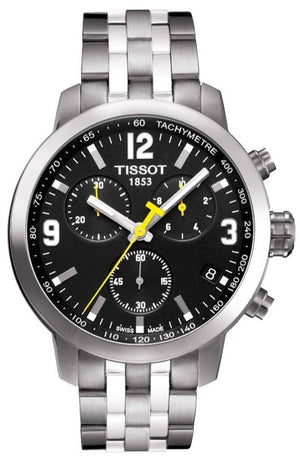 Tissot T Sport PRC200 Chronograph Black Dial Silver Steel Strap Watch for Men - T17.1.586.52 Buy Now By Tissot