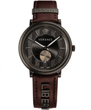 Versace V-Circle Manifesto Black Dial Maroon Leather Strap Watch for Men - VBQ040017 Buy Now By Versace