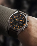 IWC Pilot's Watch Chronograph Black Dial Olive Green Calfskin Strap Watch for Men - IW377730 Buy Now By IWC