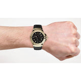Guess Rigor Analog Black Dial Black Leather Strap Watch For Men - W0040G4 Buy Now By Guess