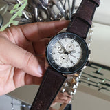 Fossil Dillinger Chronograph White Dial Brown Leather Strap Watch for Men - FS5674 Buy Now By Fossil