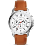 Fossil Grant Chronograph White Dial Brown Leather Strap Watch for Men - FS5060 Buy Now By Fossil