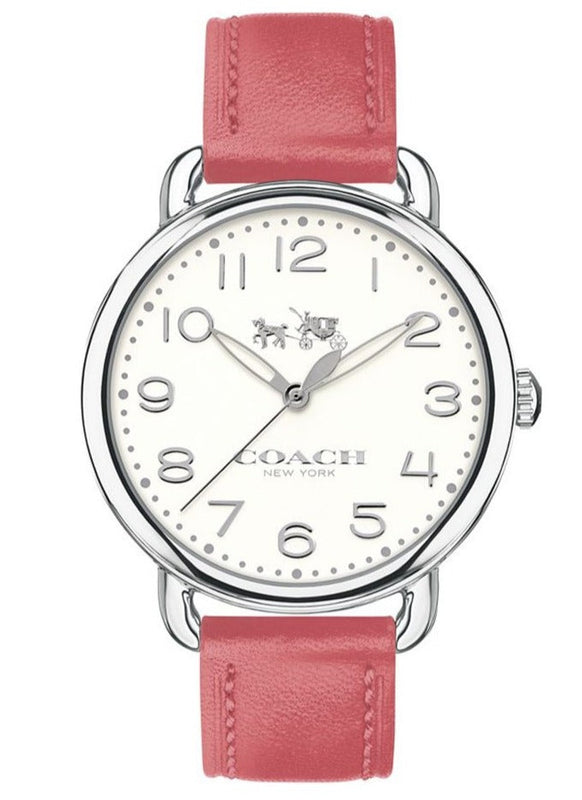 Coach Delancey White Dial Pink Leather Strap Watch for Women - 14502717 Buy Now By Coach