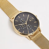 Armani Exchange Cayde Chronograph Black Dial Gold Mesh Strap Watch For Men - AX2715 Buy Now By Armani Exchange