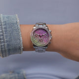 Guess Sol Chronograph Crystals Multicolor Dial Silver Steel Strap Watch For Women - GW0483L1 Buy Now By Guess
