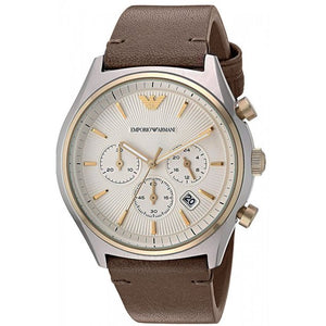 Emporio Armani Chronograph White Dial Brown Leather Strap Watch For Men - AR11033 Buy Now By Emporio Armani