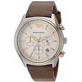 Emporio Armani Chronograph White Dial Brown Leather Strap Watch For Men - AR11033 Buy Now By Emporio Armani