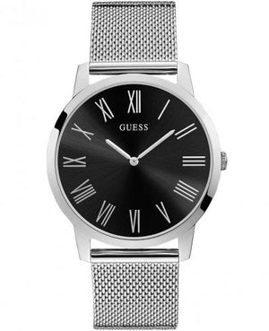 Guess Analog Black Dial Silver Mesh Bracelet Watch for Men - W1263G1 Buy Now By Guess