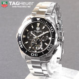 Tag Heuer Aquaracer Quartz Chronograph Black Dial Silver Steel Strap Watch for Men - CAY111A.BA0927 Buy Now By Tag Heuer