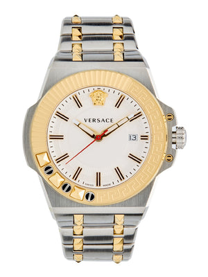 Versace Chain Reaction Quartz White Dial Two Tone Steel Strap Watch for Men - VEDY00519 Buy Now By Versace