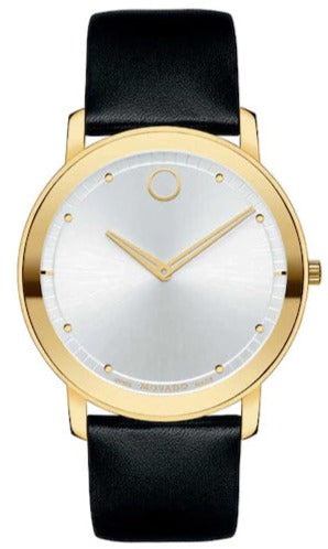 Movado TC Silver Dial Black Leather Strap Watch For Men - 606695 Buy Now By Movado