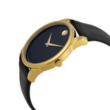 Movado Museum Black Dial Black Leather Strap Watch For Men - 606876 Buy Now By Movado