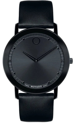 Movado Sapphire Black Dial Black Leather Strap Watch for Men - 606884 Buy Now By Movado