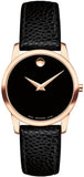 Movado Museum Classic Black Dial Black Leather Strap Watch For Women - 607061 Buy Now By Movado