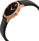 Movado Museum Classic Black Dial Black Leather Strap Watch For Women - 607061 Buy Now By Movado