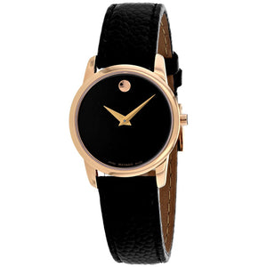 Movado Museum Classic Black Dial Black Leather Strap Watch For Women - 607061 Buy Now By Movado