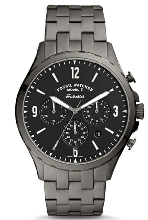 Fossil Forrester Chronograph Black Dial Grey Steel Strap Watch for Men - FS5606 Buy Now By Fossil