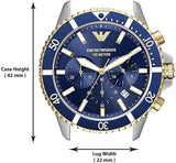 Emporio Armani Mario Chronograph Blue Dial Two Tone Steel Strap Watch For Men - AR11362 Buy Now By Emporio Armani